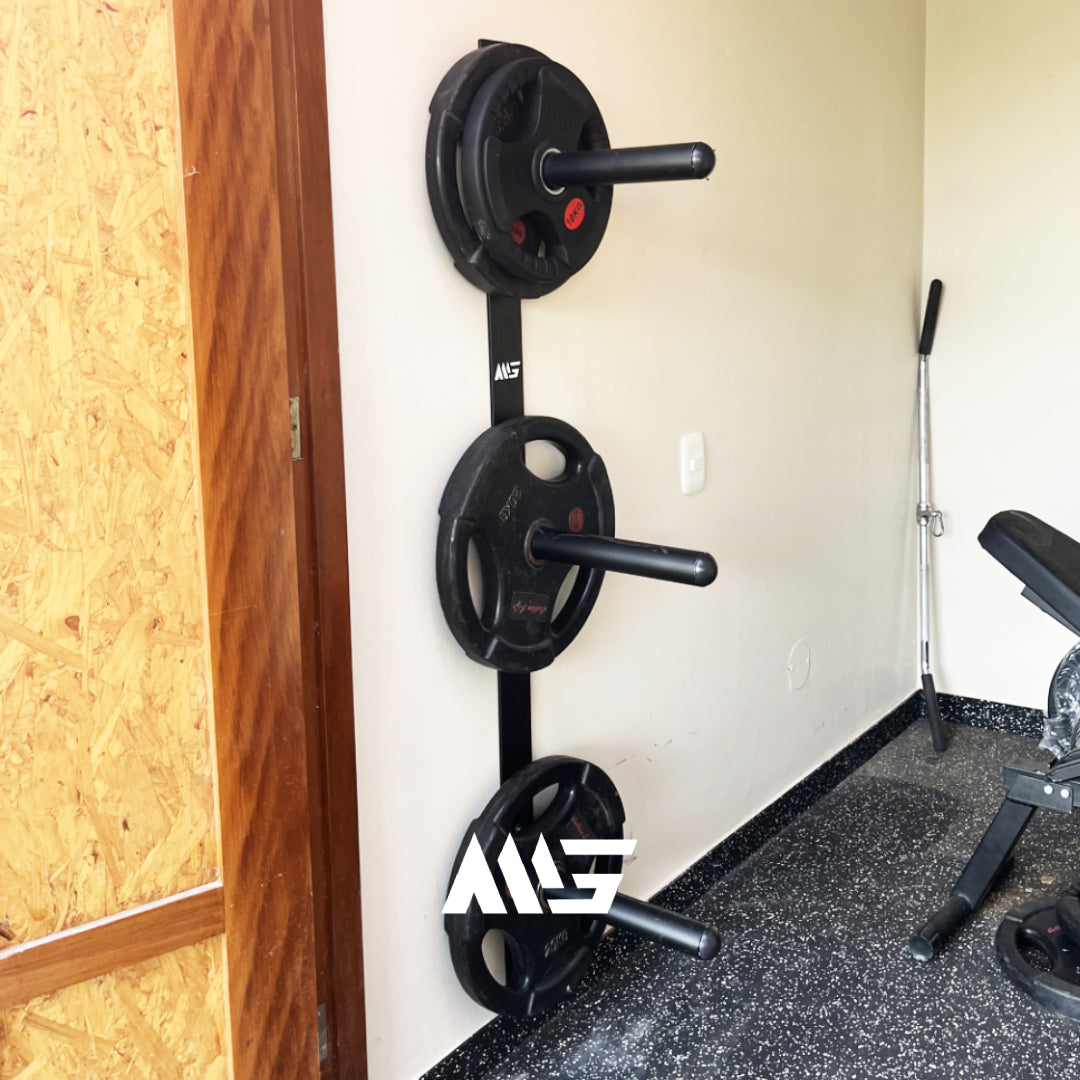 Soporte de discos olímpicos para pared en gimnasio funcional