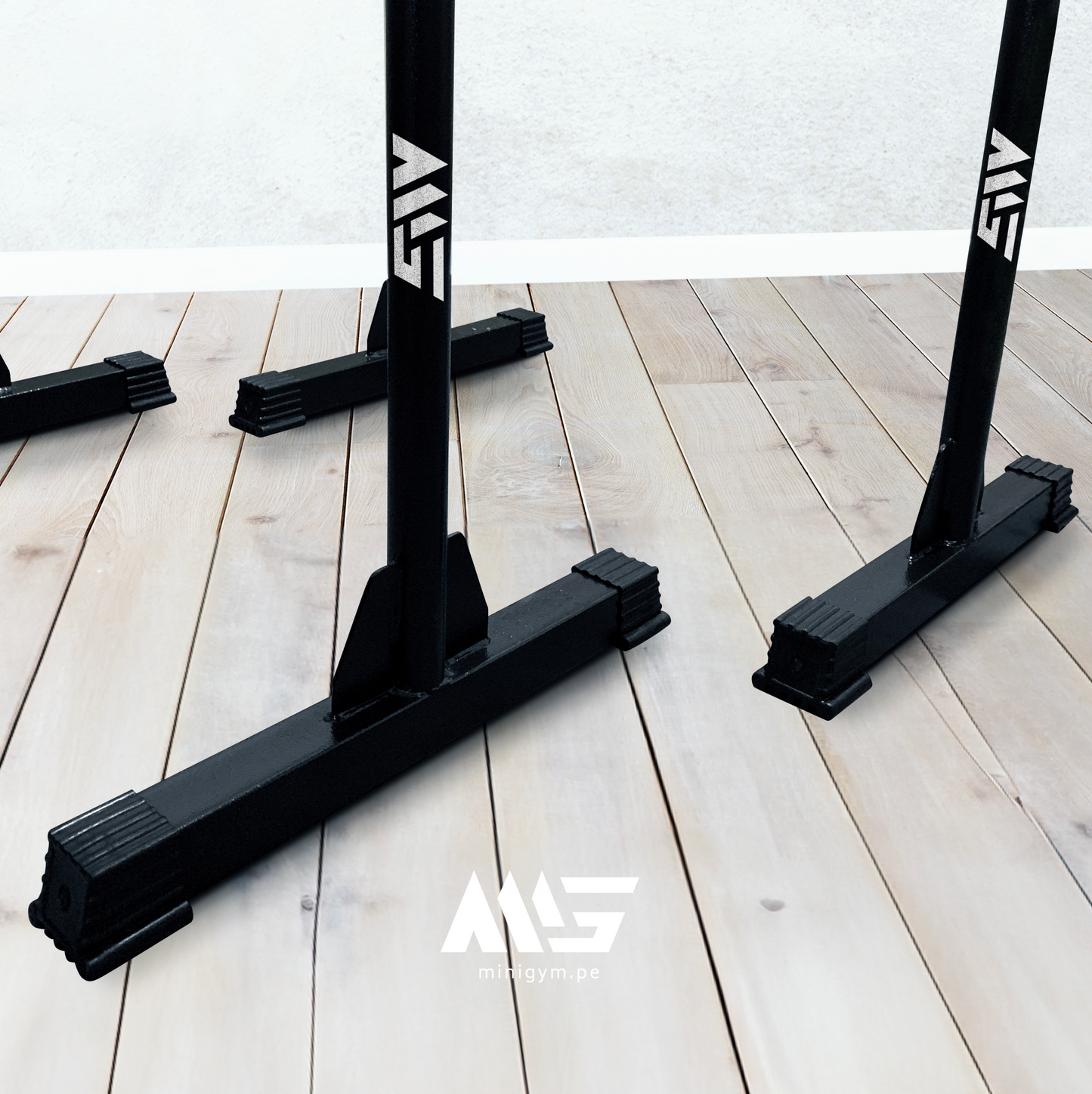 Detalle de base de acero de Paralelas XL MiniGym – estabilidad y resistencia