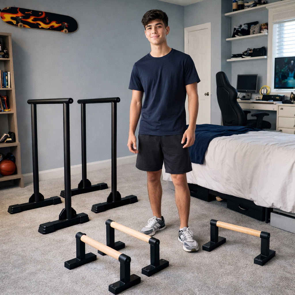 Comparación de paralelas altas, XL y bajas MiniGym para calistenia en casa – Perú