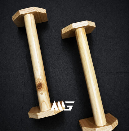 Paralelas de madera MiniGym vistas desde arriba, estructura en forma de T