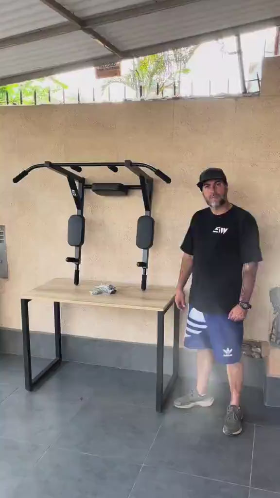 Cargar video: Barra multifuncional para dominadas y paralelas